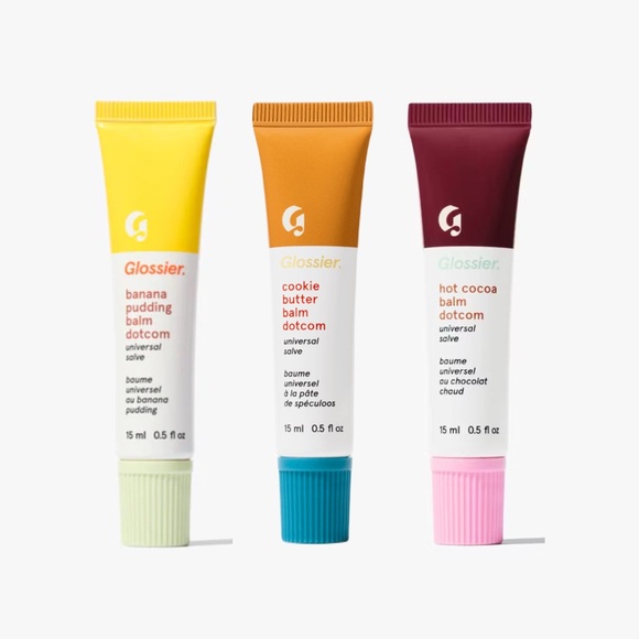 Glossier Limited Edition Banana Pudding Cookie Butter & Hot Cocoa Balm Dotcoms